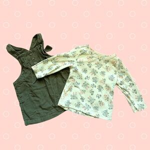 0-3m Green corduroy dress with top